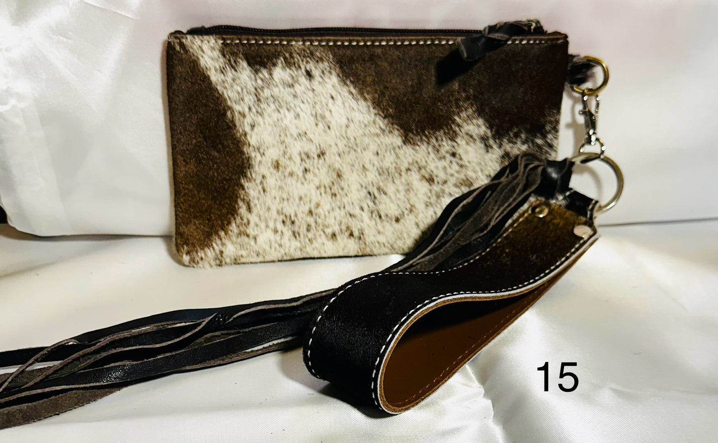 Cowhide Wristlet, Purse Bag, Fringe, Trio I