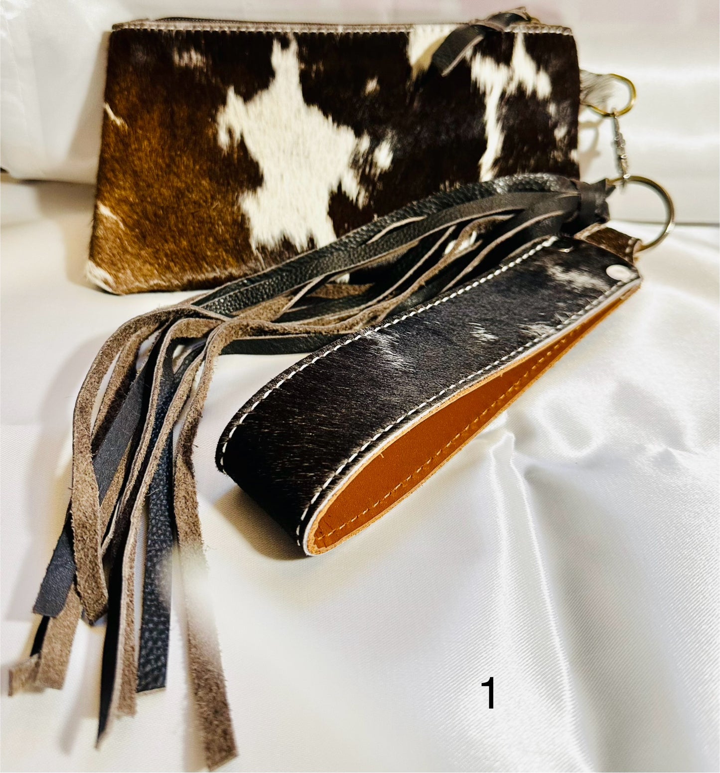 Cowhide Wristlet, Purse Bag, Fringe, Trio I