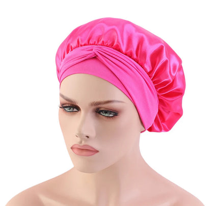 Top Selling Premium Silk Bonnet with Elastic Tie, Perfect for Large Hair Care, Ideal for Sleeping or Home Use in Satin Material