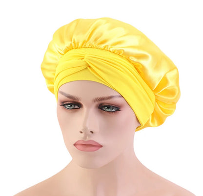 Top Selling Premium Silk Bonnet with Elastic Tie, Perfect for Large Hair Care, Ideal for Sleeping or Home Use in Satin Material