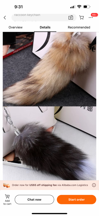 Oversized Faux Fur Fox Tail Keychain - Fashionable Accessory for Women