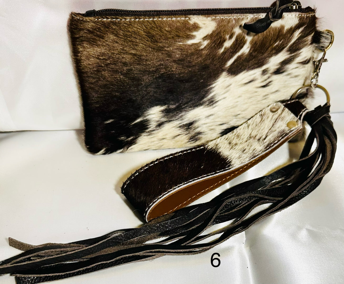 Cowhide Wristlet, Purse Bag, Fringe, Trio I