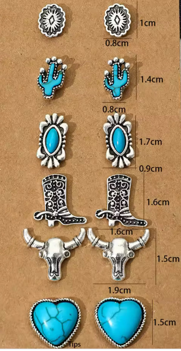 Western Bohemian Earrings Natural Turquoise Stud Earring
Premium for Woman