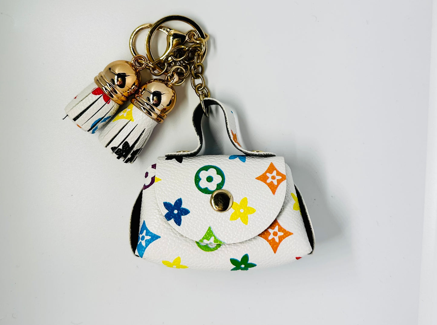 NEW Luxury Leather Rainbow Mini Purse Key Chain | Ear Bud Case | Purse Charm| Key Fob| Coin Purse |  Birthday Gifts, Teacher Appreciation