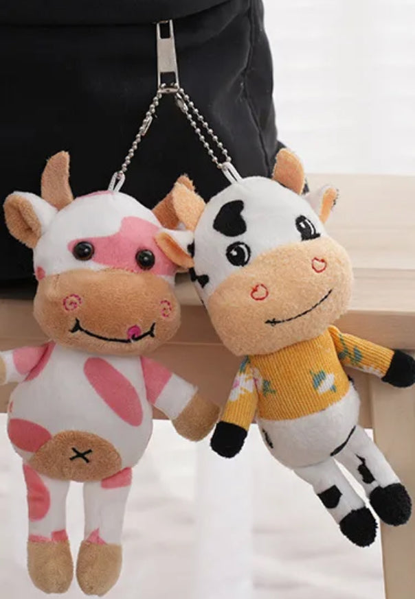 15CM Cow Stuffed Animals Kawaii Cute Stuffed cow plush keychain Fluffy plush toys stuffed animal keychain
Backpack 
Handbag charm