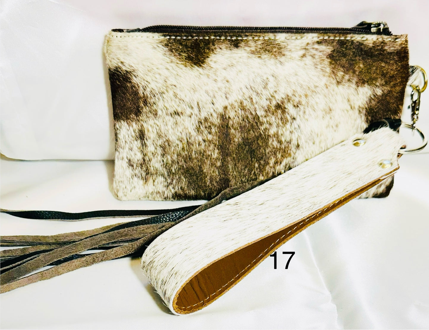 Cowhide Wristlet, Purse Bag, Fringe, Trio I