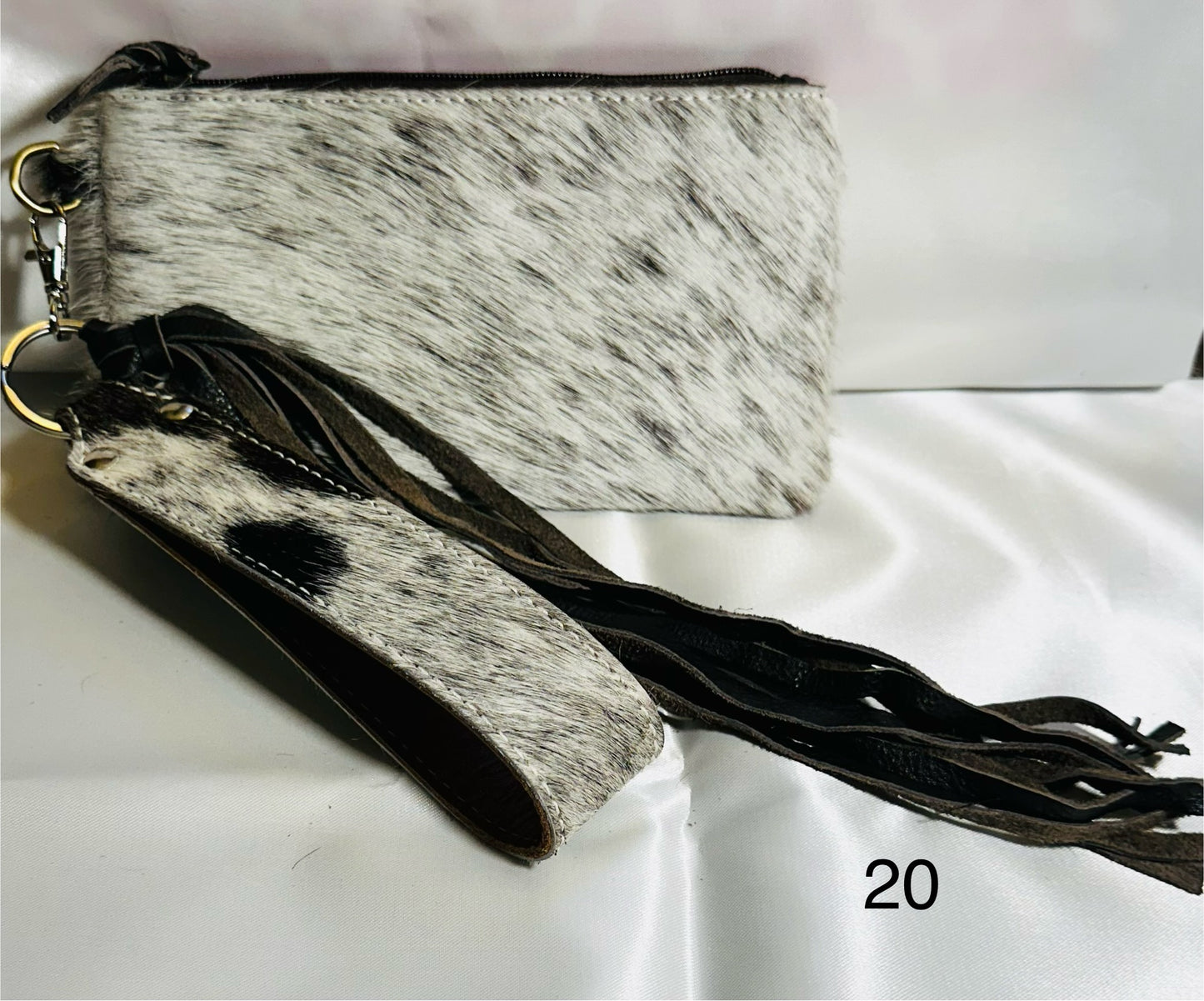 Cowhide Wristlet, Purse Bag, Fringe, Trio I