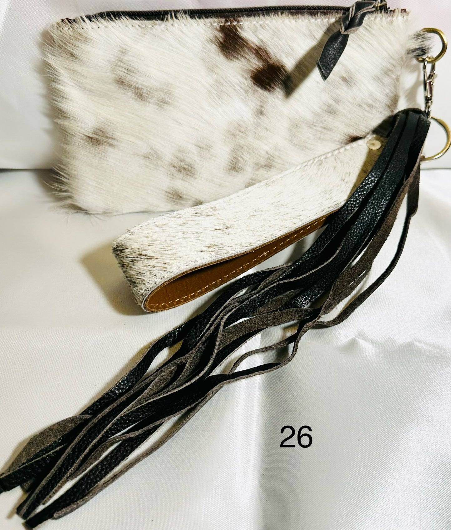 Cowhide Wristlet, Purse Bag, Fringe, Trio I