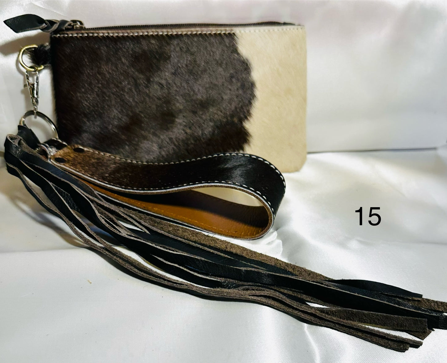 Cowhide Wristlet, Purse Bag, Fringe, Trio I