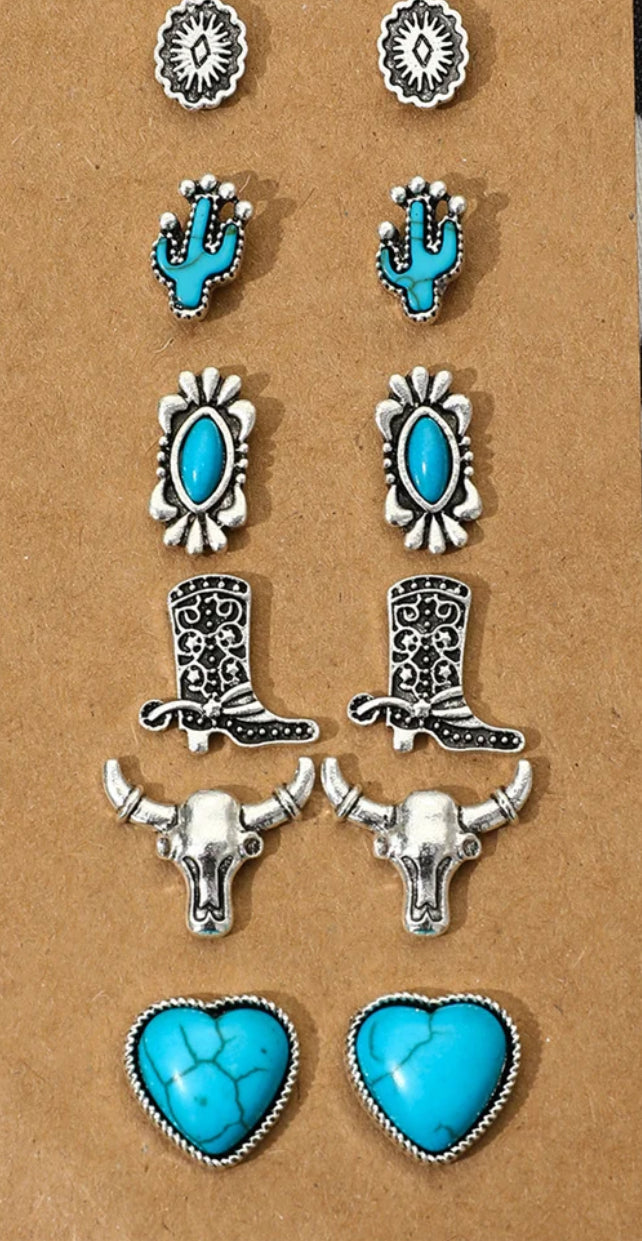 Western Bohemian Earrings Natural Turquoise Stud Earring
Premium for Woman