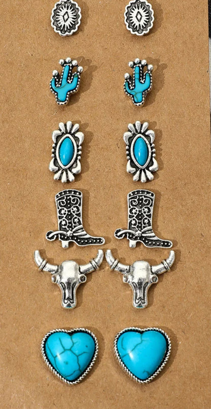 Western Bohemian Earrings Natural Turquoise Stud Earring
Premium for Woman